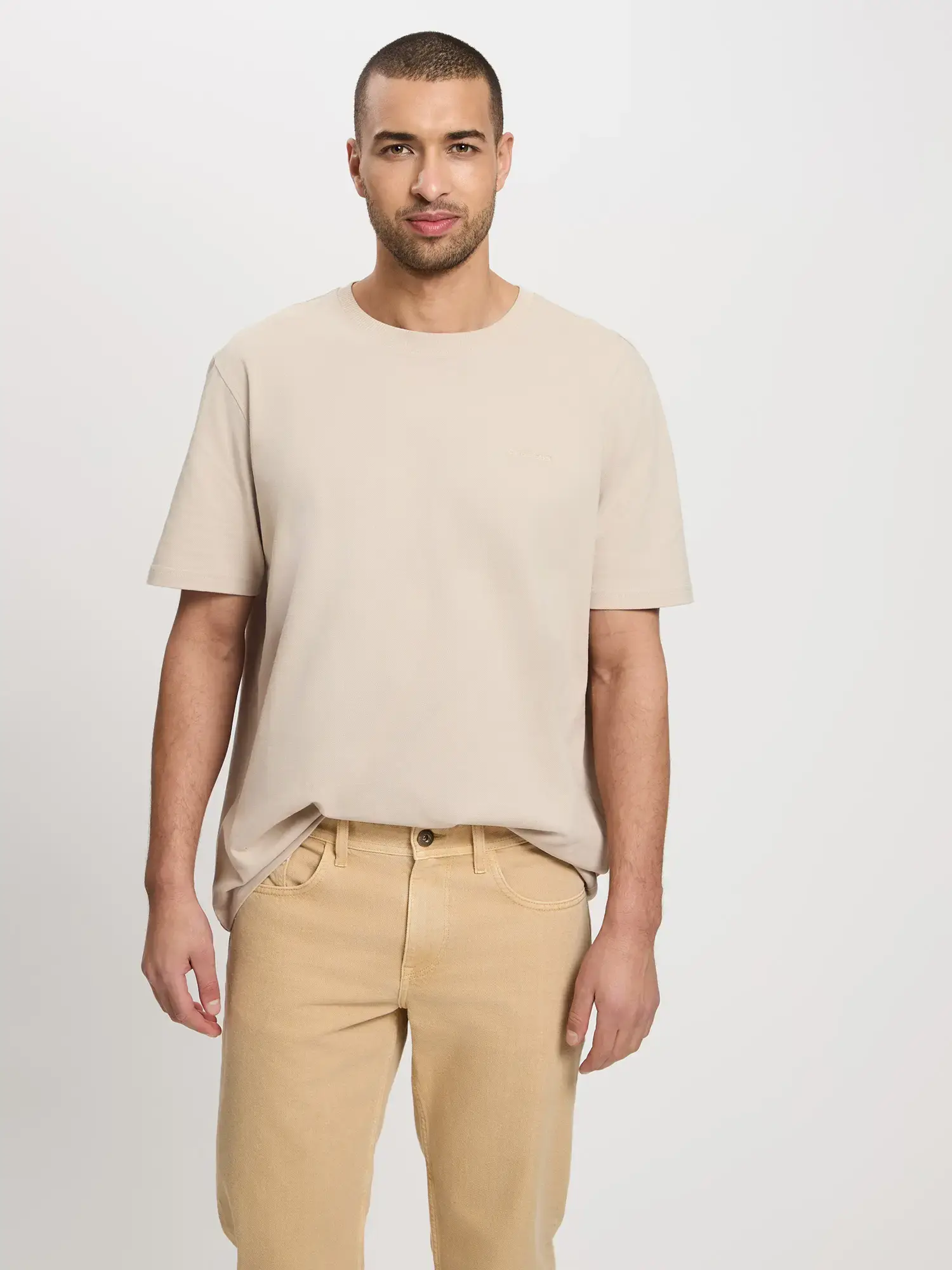 T-shirt męski beżowy 16122-053 STONE